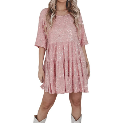 sequin tiered babydoll dress Sequin Babydoll Dress