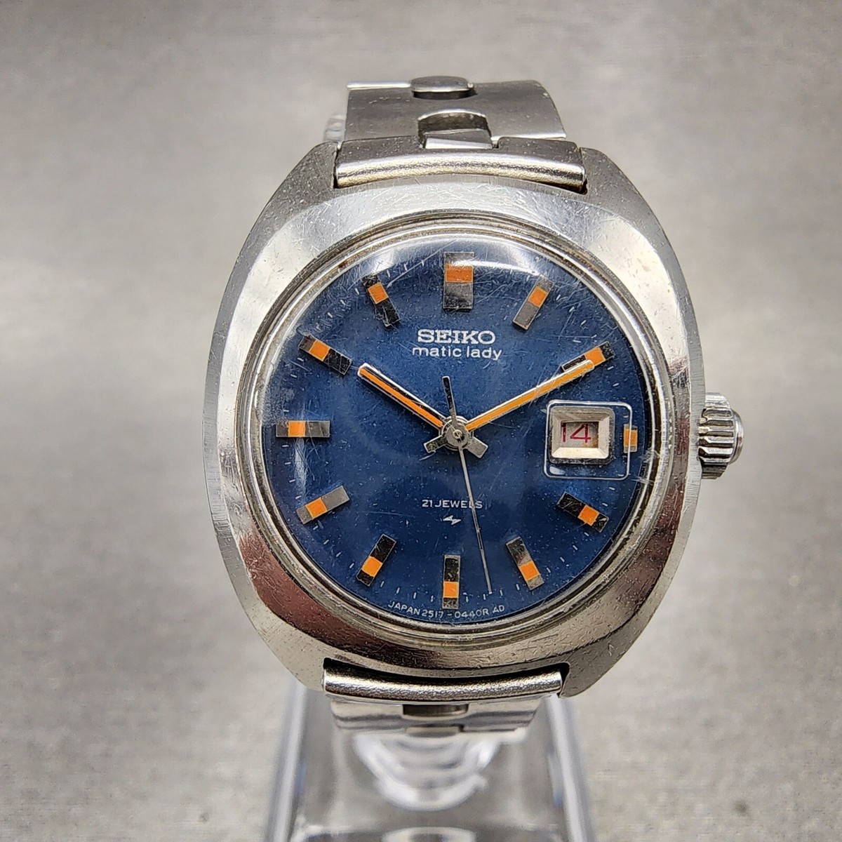 Seiko Matic Lady Watch Women 26mm Blue Dial Steel Date Seiko Matic Lady Watch Women 26mm Blue Dial Steel Date
