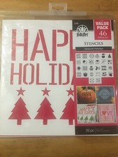 New Plaid Folk Art/Crafting Stencils Value Pack - 46 Seasonal Holiday Designs