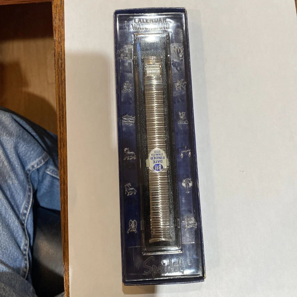 Correa de reloj vintage Speidel EE. UU. calendario expansión acero inoxidable nuevo de colección sin usar Foto 2 de 4