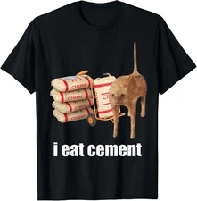 New Limited I Eat Cement Cursed Cat Funny Weird Meme T-Shirt