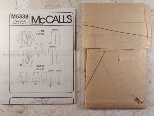 McCALLs 5338 Jacket Vest very loose Top Pant crop RR 18 20 22 24 UNCUT Pattern - Picture 2 of 9