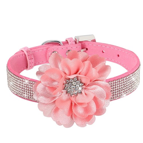 Braunes Leder-Halsband Für Hunde, Verziert Mit Strass-Steinen – Weich, Robust & Stylisch, Halsumfang 26-31 Cm