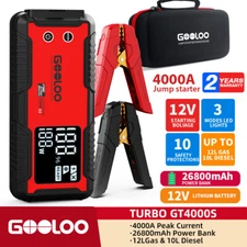 GOOLOO 4000A Car Jump Starter EVA CASE Jump Box Power Bank 12V Battery Charger 