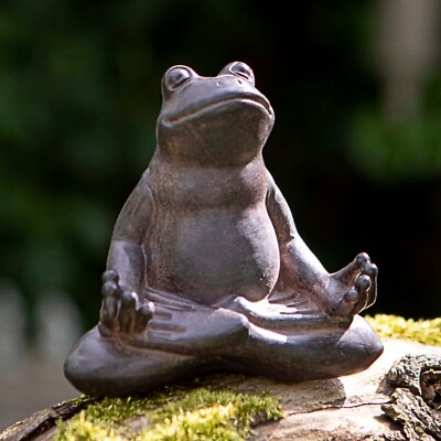 Zen Froschharz Statue in Bronzeoberfläche | Kröte Heimornament Innen Tierdekor