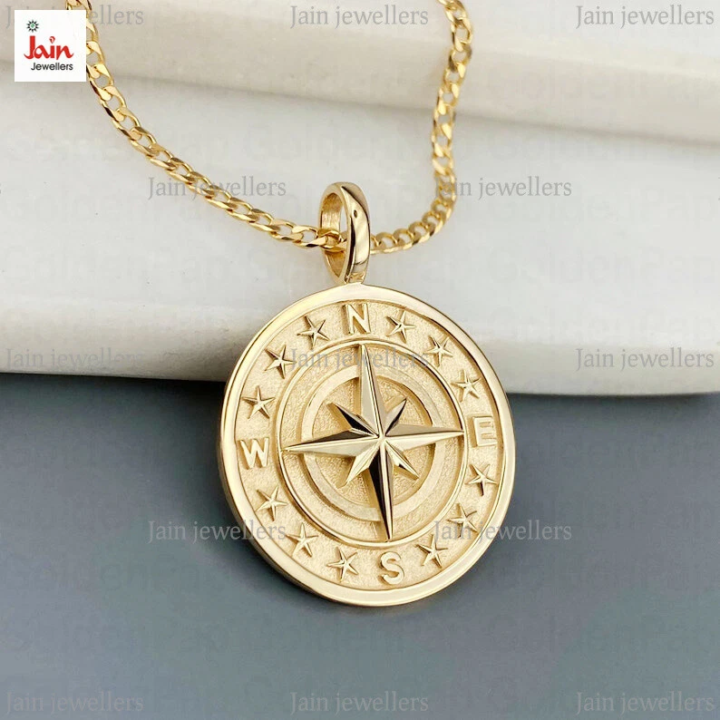 Ocean 14kt Gold Vermeil MOP CZ Compass Necklace – danatyler