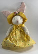 Delton Easter Bunny Stuffed Animal yellow dress jelly beans bonnet flowers 15  