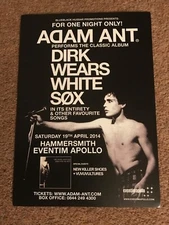 ADAM ANT - DIRK WEARS WHITE SOX PROMO FLYER - HAMMERSMITH APOLLO
