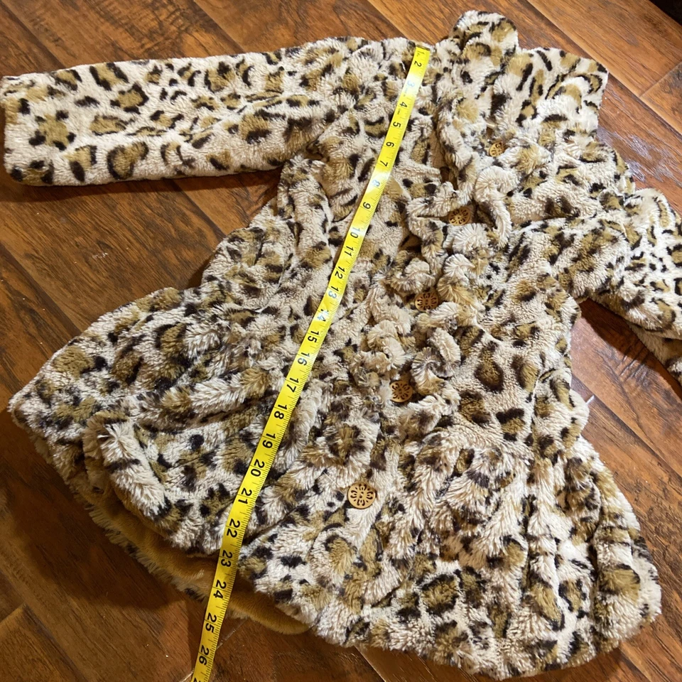 Abrigo para niña talla 6 Widgeon peludo cálido estampado de leopardo Foto 3 de 4