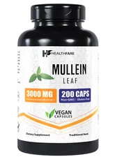 Healthfare Mullein Leaf Capsules | 3000mg | 200 Count | Support Lung Cleanse