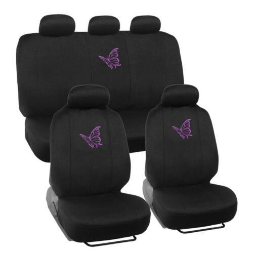 Purple Butterfly Car Seat Covers Front Rear Full Set Accessory Universal Fit
