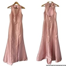 Alfred Sung Bow-Back Trumpet Gown Pale Pink Toasted Sugar Size 4R NWT