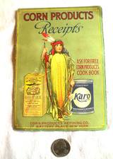 Carpeta de recetas de 1910 libro de cocina "PRODUCTOS DE MAÍZ recibos" Karo & Kingsford's Starch