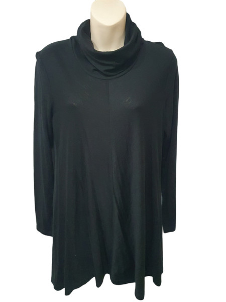 Marco Polo black 100% wool fine knit roll neck sweater jumper Size S womens