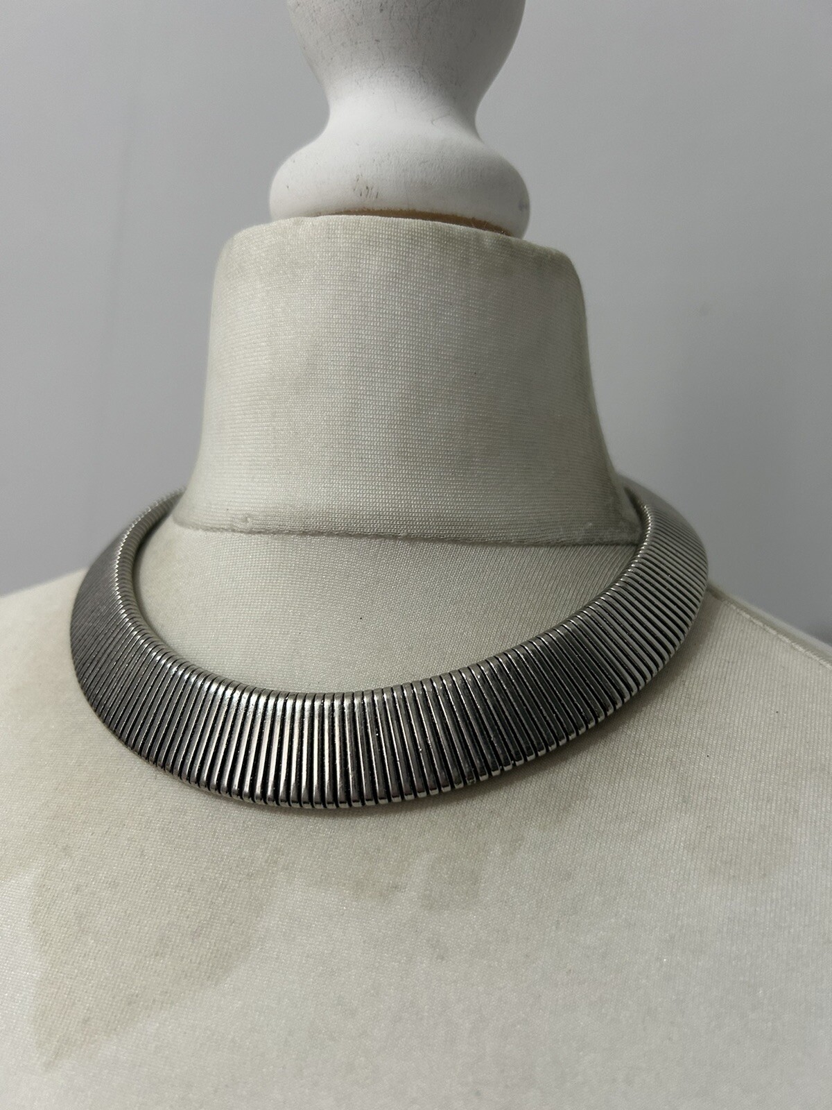 Silver Toned Collar Length Statement Necklace Run… - image 4