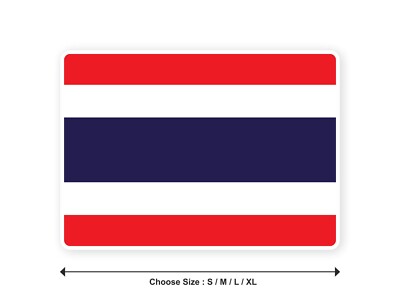 Thai flag sticker 10cm (S) - 28cm (XL) white edge sticker