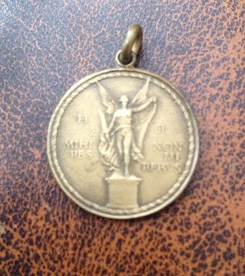 1930's Copper Brass Award Charm Classical Language Studies Winged V. Olympia 3/4
