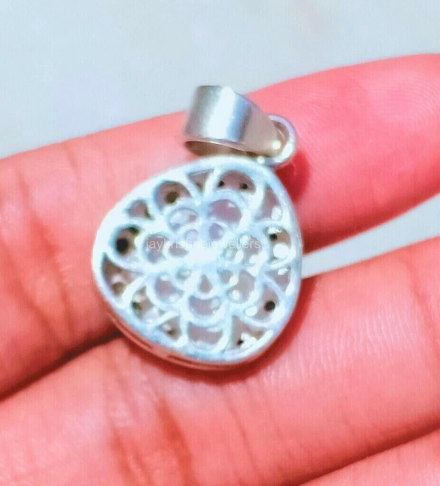 Weiß Polki Diamant Anhänger,925 Silber Smaragd Edelstein Hochzeitsgeschenk - Bild 4 von 4