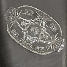 Vtg Anchor Hocking Crystal Clear Divided Relish Dish Star 9.75"