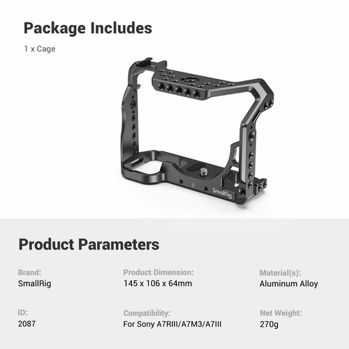 Jaula de cámara SmallRig A7RIII / A7III / A7M3 para Sony A7RIII/A7III/A7M3 - Imagen 3 de 10