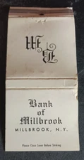vtg MATCHBOOK MATCHCOVER Bank of Millbrook NY New York