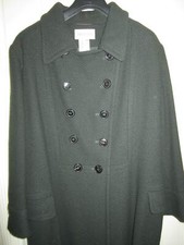 Vtg Mondi Black Wool & Cashmere Woven Texture Double Breasted Winter Coat, Sz 44