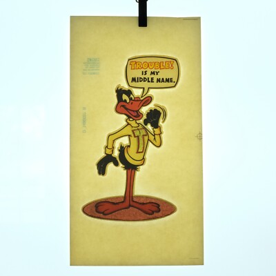 Authentic VINTAGE Daffy Duck ''Trouble Is My Middle Name'' Transfer Iron On