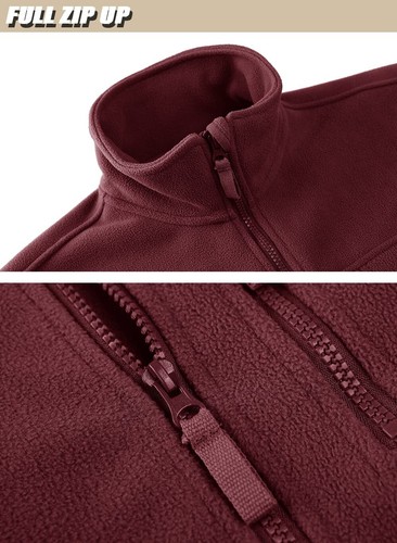 Men's Full-Zip Fleece Jacket Softshell Hiking Winter Windproof Casual Work Coat - Picture 80 of 89