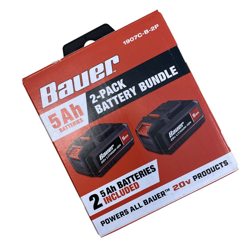 🌹 Bauer 20V 5 Ah Lithium-Ion Battery Bundle, 2-Pack, 1907C-B-2P, 71270 *NEW*