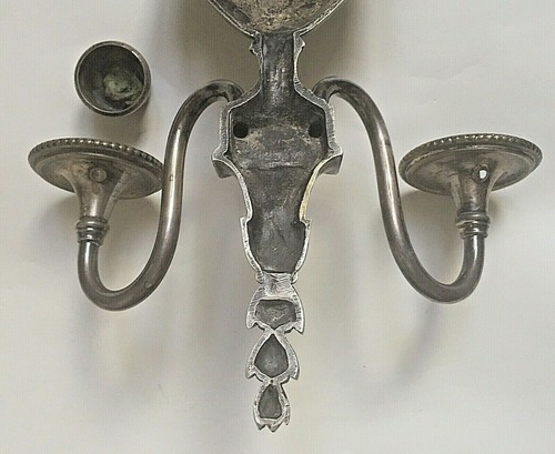 Antique ONE Sconce E F Caldwell Marked Sliver Plate Bronze Neoclassical Urn 2Arm - Picture 5 of 12