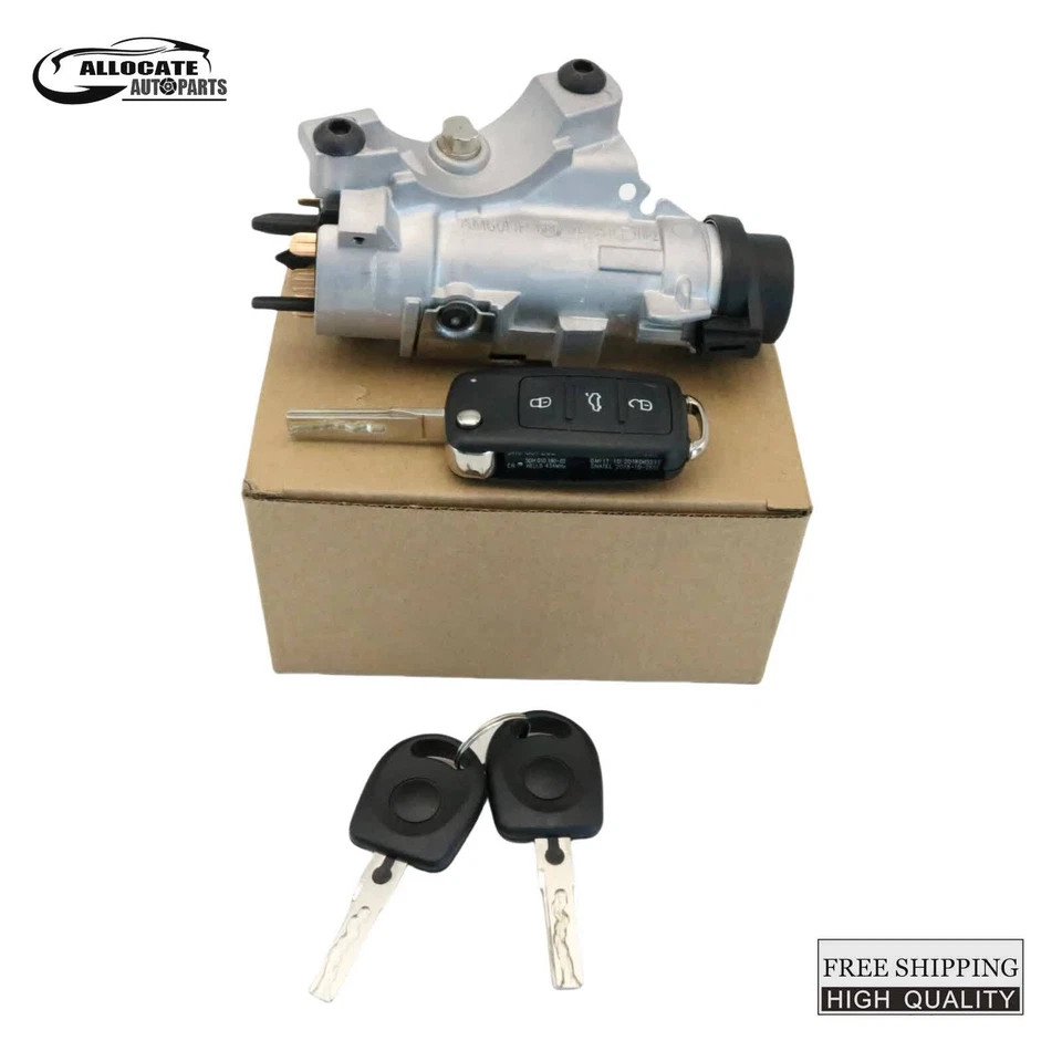 For VW 99-04 Golf Ignition Lock Cylinder Assembly With Key Shells 4B0905851P - Image 2 of 4