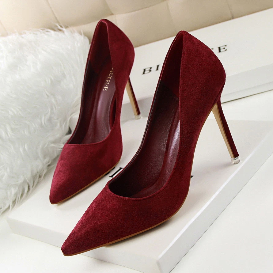 Women's Pointed Toe Slip On Stiletto High Heeled Classic Party Wedding Pumps - Image 4 of 4