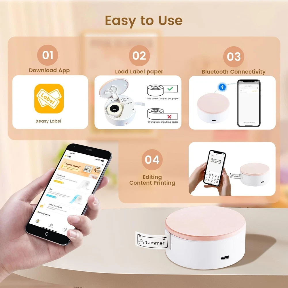 HP3 Portable Bluetooth Label Maker with Tape - Mini Wireless Printer HP3 Portable Bluetooth Label Maker with Tape - Mini Wireless Printer