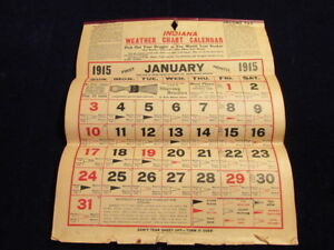 Vintage 1919 Indiana Weather Chart Calendar Sj | eBay