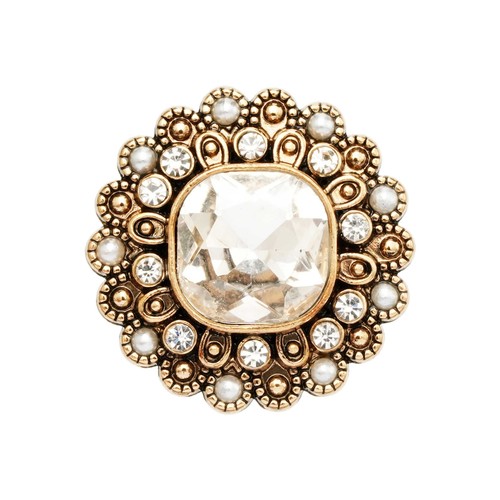 5pcs Vintage Style Metal Buttons with Gemstone Retro Craft Sewing Decor 18/23mm - Picture 7 of 8