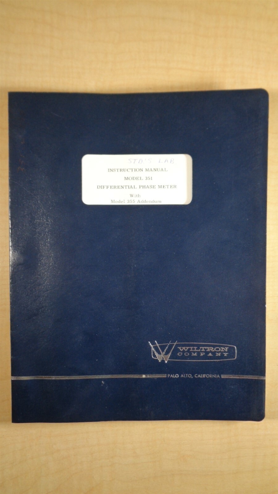 Wiltron Model 351 Differential Phase Meter Instruction Manual 7E B3