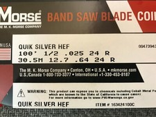 100' x 1/2 x 24R QUICK SILVER HARD EDGE FLEX BANDSAW COIL - USA - BAND SAW