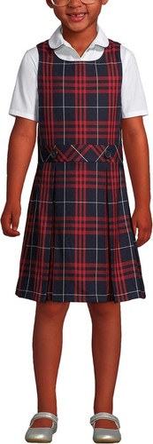 Lands' End Girls 8 PLUS (8+) Uniform Plaid Jumper Navy Plaid School - Picture 2 of 9