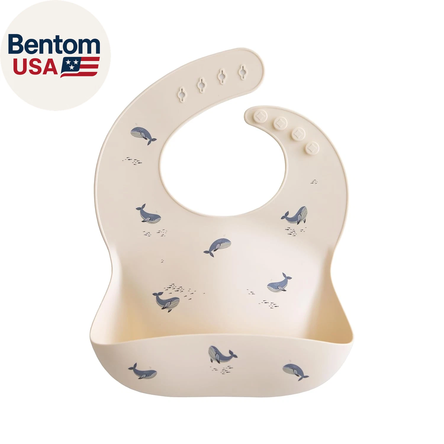 Silicone Baby Bib | Adjustable Fit Waterproof Bibs (Whales)
Opens in a new window or tab
