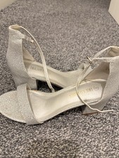 Dream Paris Silver Summer Sandals with Bejewelled Straps Size 8