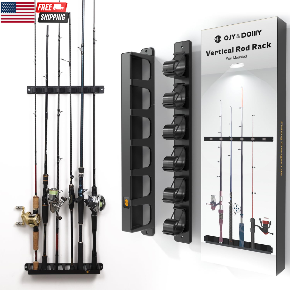 Wall Mount Fishing Rod Holders,Vertical Fishing Pole Storage Rack for Garage | eBay Wall Mount Fishing Rod Holders,Vertical Fishing Pole Storage Rack for Garage | eBay