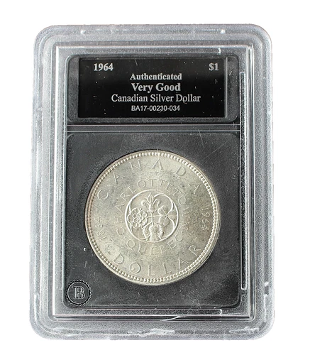 1964 Canada $1 Silver Dollar - Charlottetown & Quebec Commemorative - Slabbed