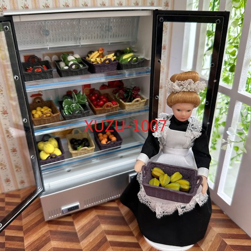 Dollhouse Double Door Refrigerator 1:12 Scale Miniatures Kitchen Accessories - Picture 3 of 11