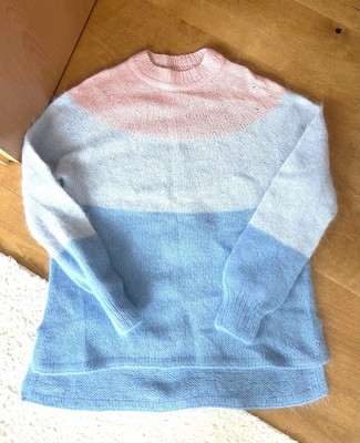 Handmade Pullover Sweater Damen Wolle rosa blau S M Oversize Neu Winter Strick
