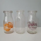 Bordens Grobecks Milk Producers Omaha Vintage Set 3 Glass Milk Creamer Bottles