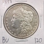 1898 Morgan Dollar $1 US Coin  Uncertified Silver BU High Luster Beautiful Coin