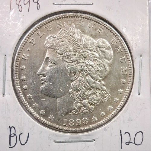 1898 Morgan Dollar $1 US Coin  Uncertified Silver BU High Luster Beautiful Coin