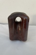 Vintage Ceramic Brown Glazed Electric Guy Wire Insulator  Made In England