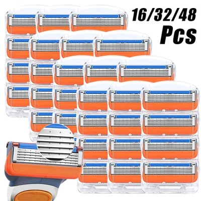 BRITNOVA 16~48 PCS Razor Blades Men for Gillette Fusion Blade Refills for 5 Proglides UK