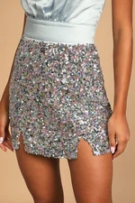 Lulus Megawatt Sequined Mini Skirt Size XL Stretchy Sparkle Night Life Club N6